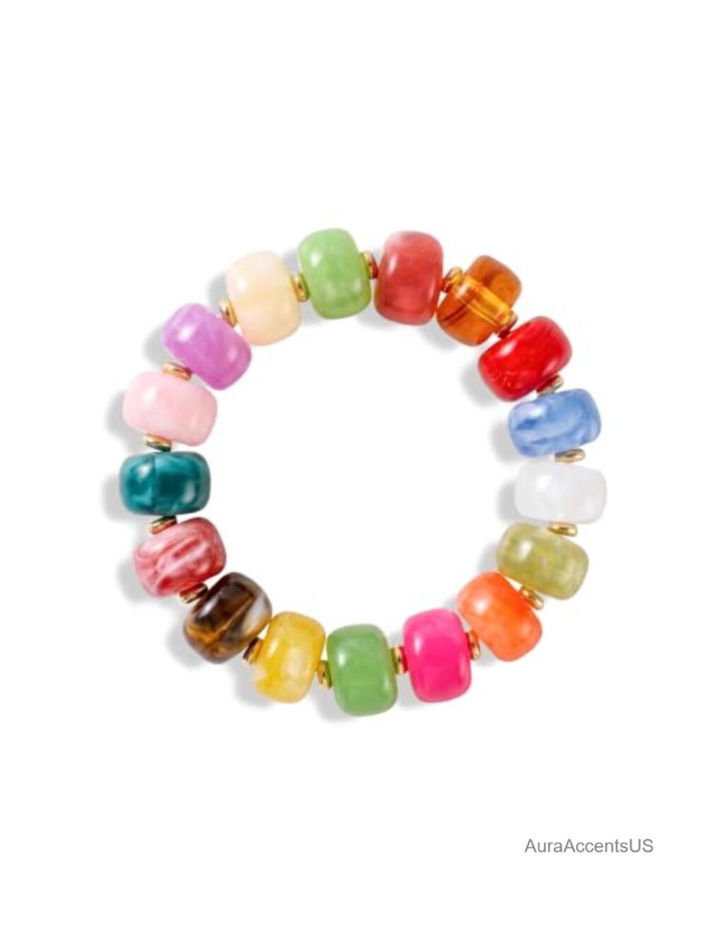 Chunky Resin Beaded Stretch Bracelet for Women Statement